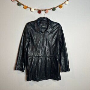 Vintage black leather zip up jacket